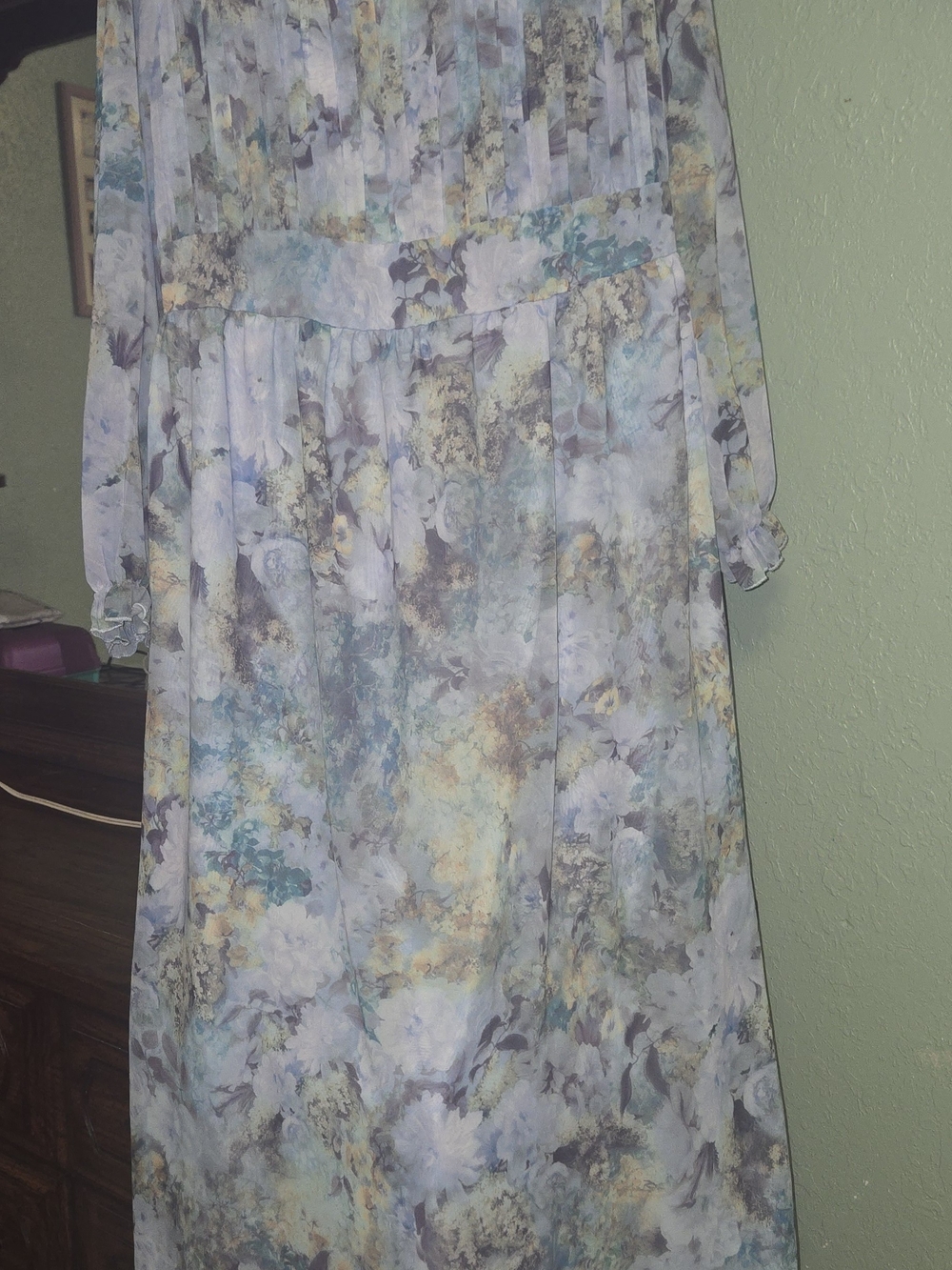 SHEIN Floral Long Sleeve Maxi Dress - Light Blue, Cream & Yellow